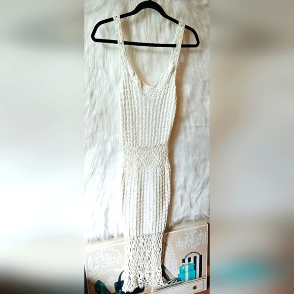 Handmade Boho Summer Cream Crochet Dress - Picture 2 of 6